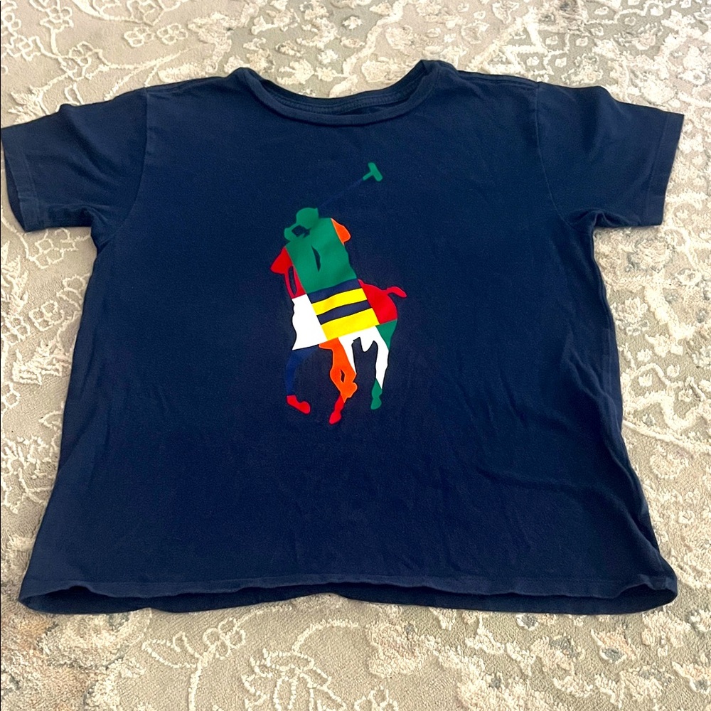 Ralph Lauren Kids Tee with Multicolor Polo Logo size lg 12/14